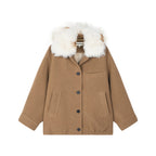 Balmacaan wool coat with contrasting wool collar