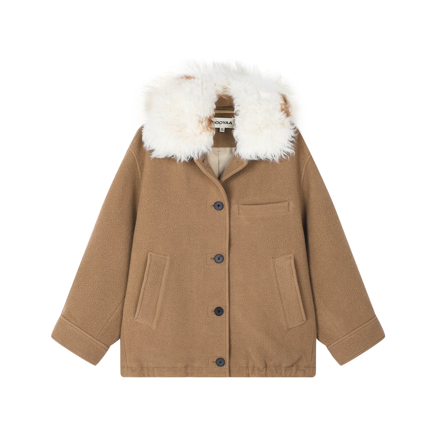 Balmacaan wool coat with contrasting wool collar