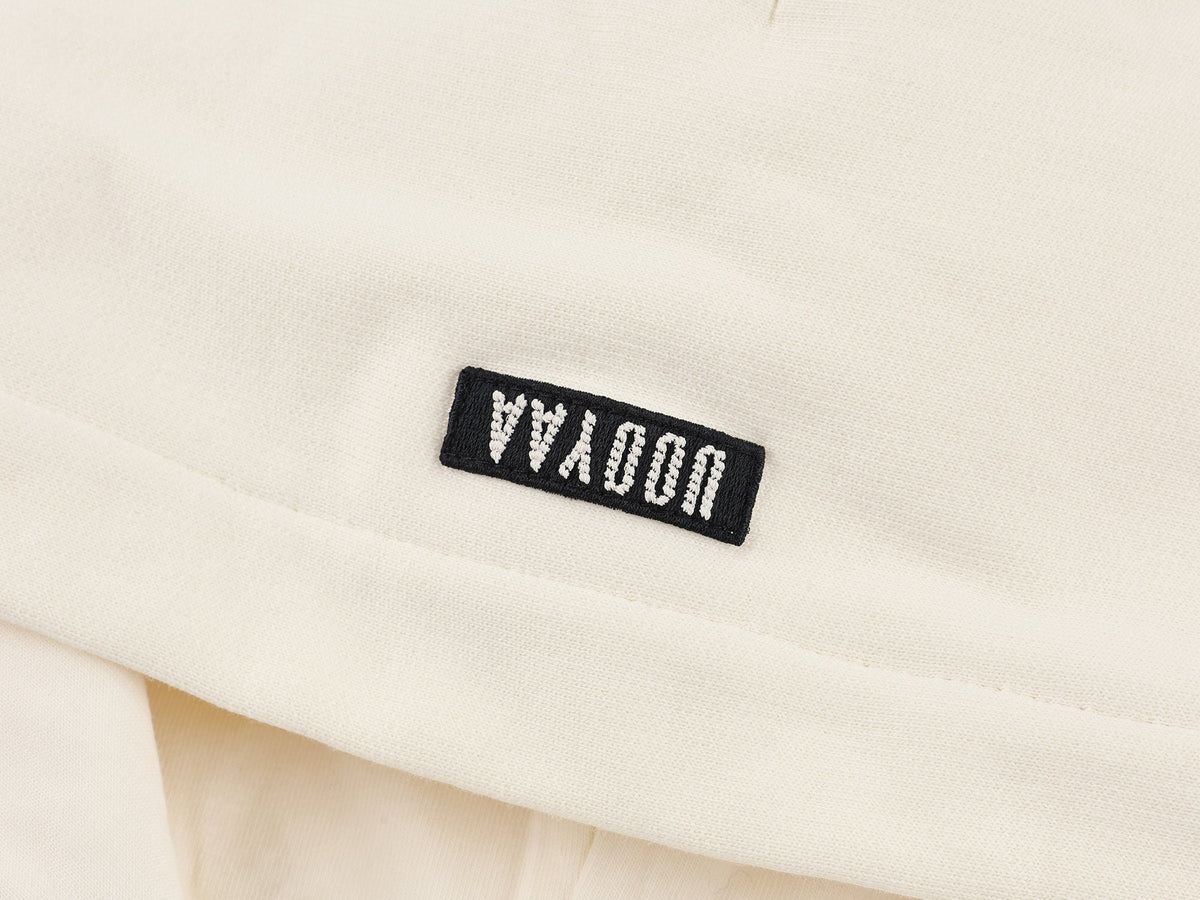 Sad bear lace-sleeve layered hoodie