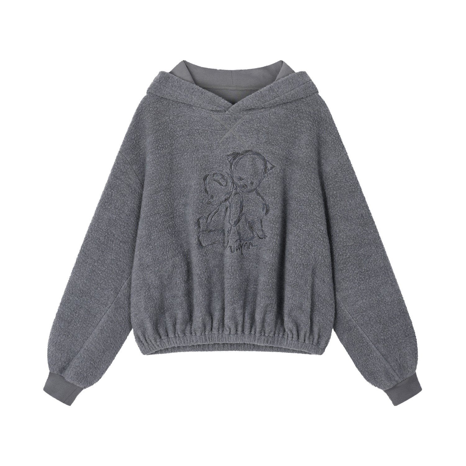 Sad bear embroidered hoodie