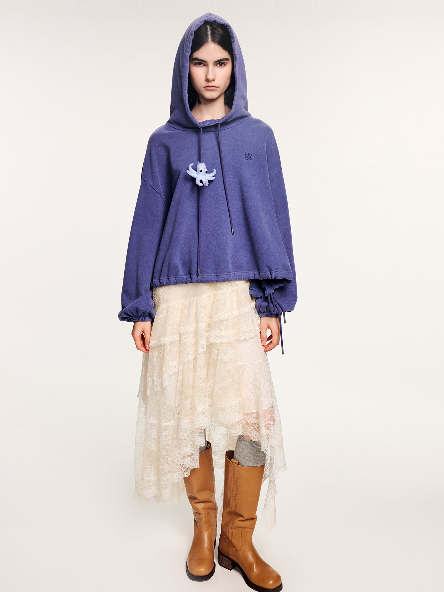 Handcrafted wool felt octopus hoodie