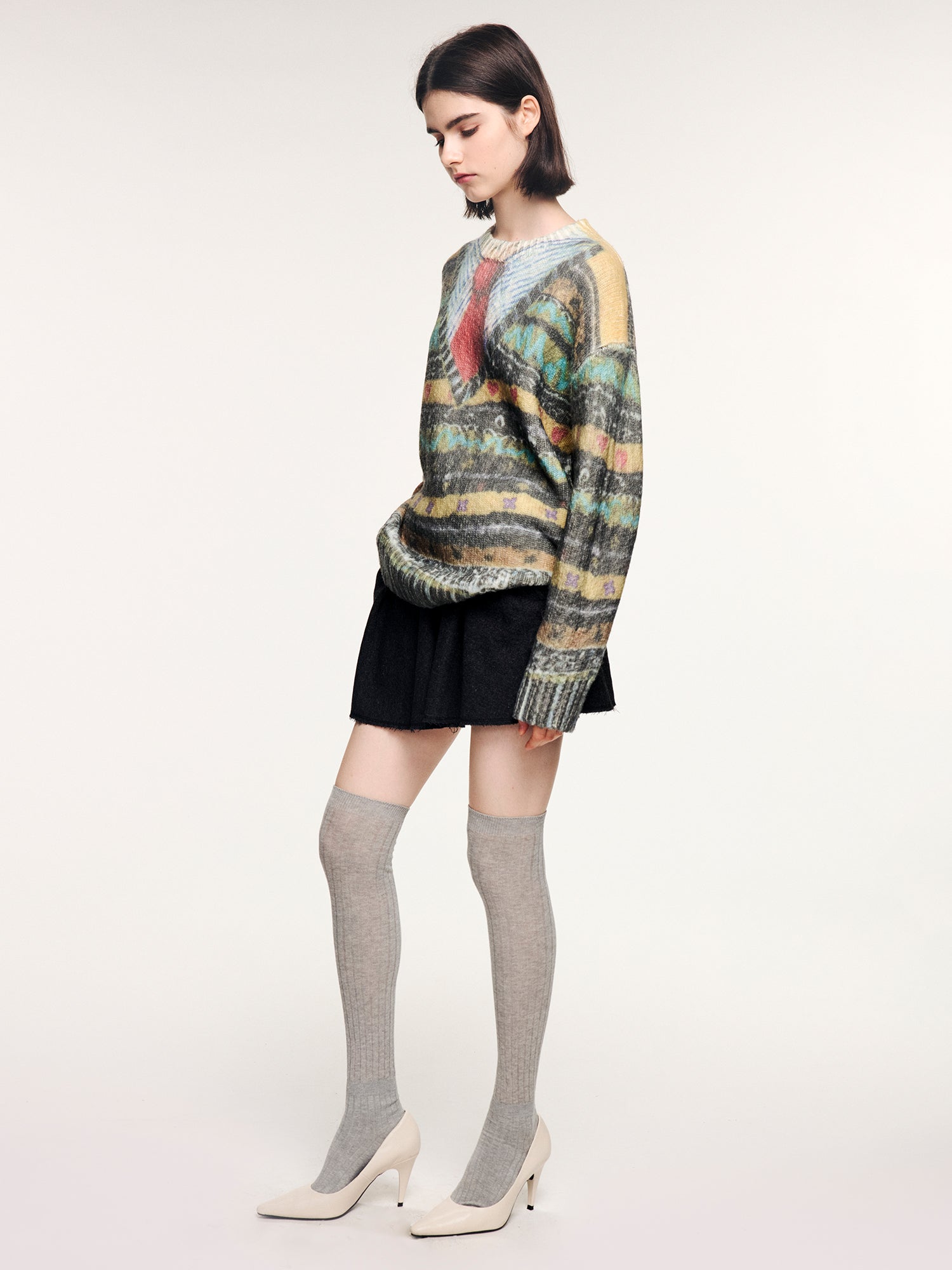 Vintage sweater print pullover knit