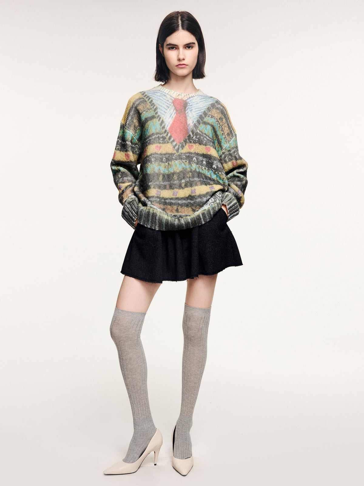 Vintage sweater print pullover knit