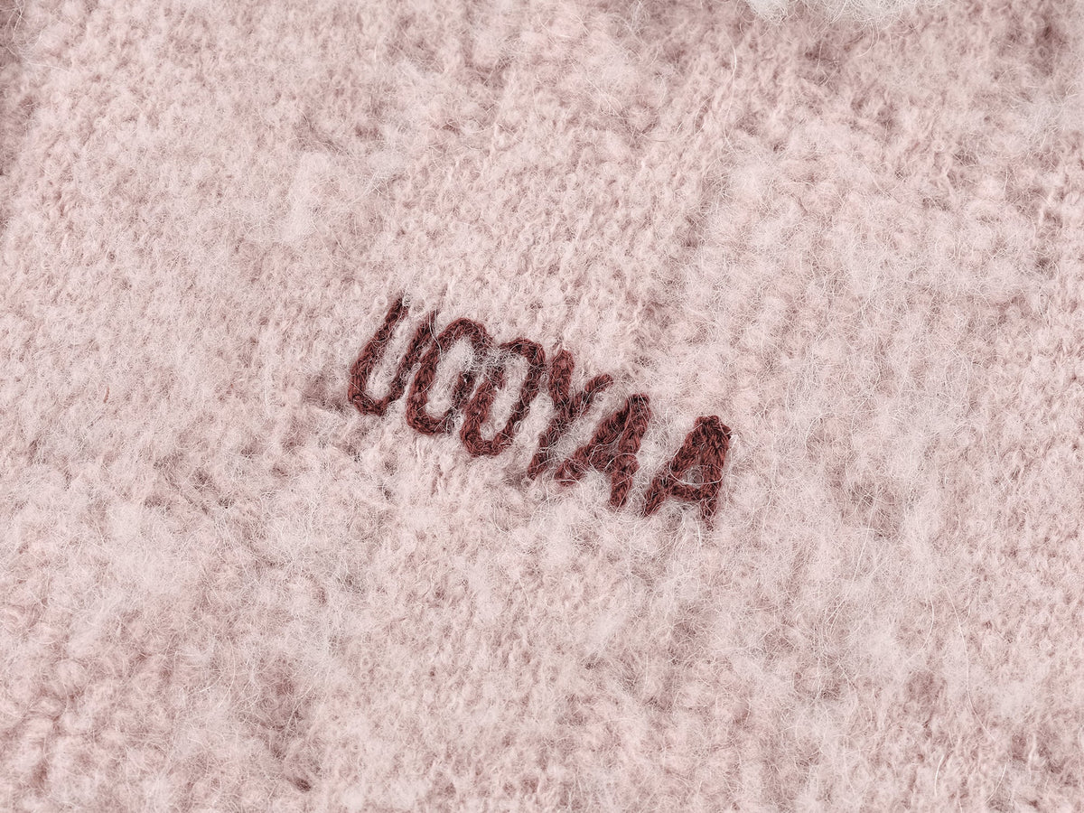 Fuzzy polo collar pullover sweater