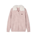 Fuzzy polo collar pullover sweater