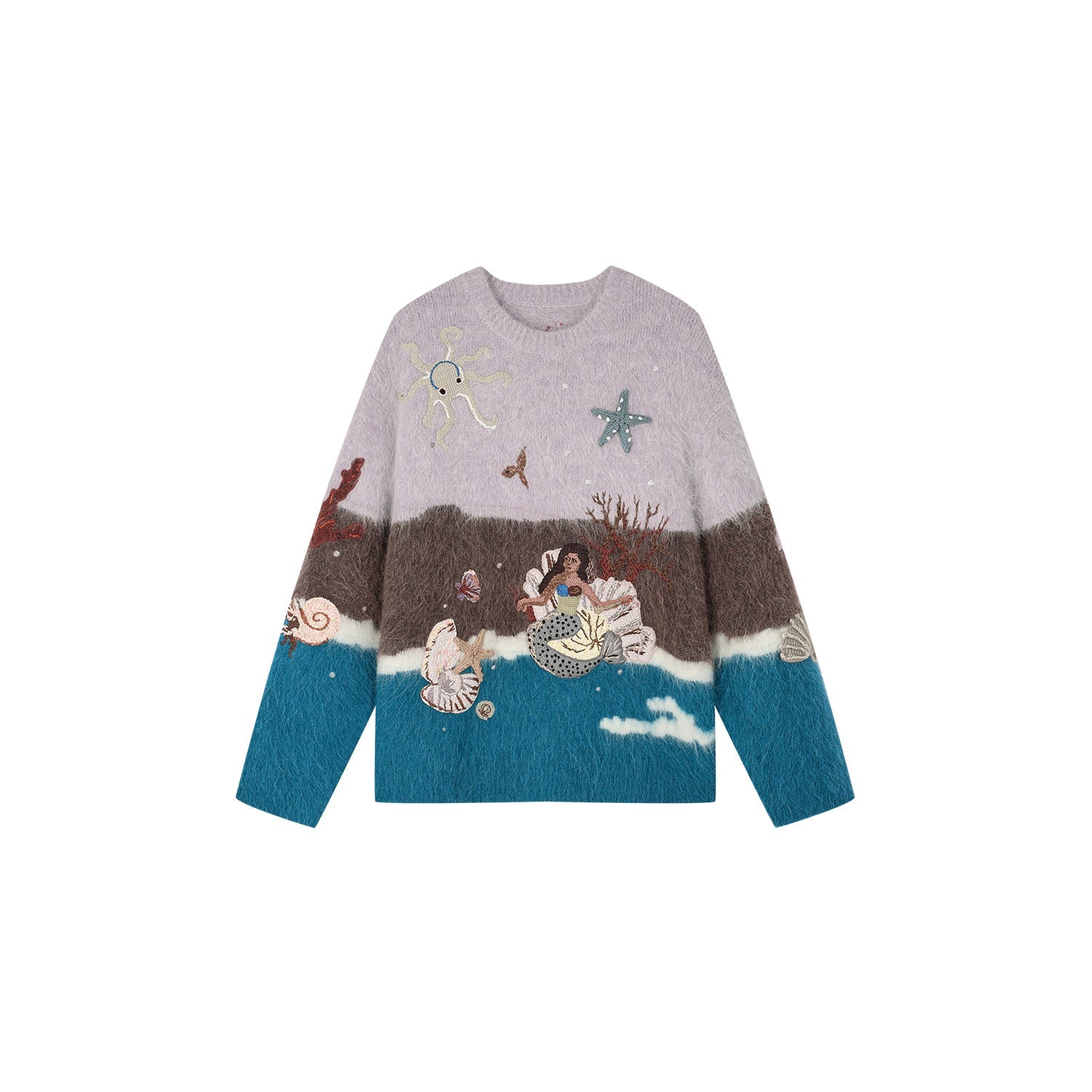 Handcrafted undersea scene pullover