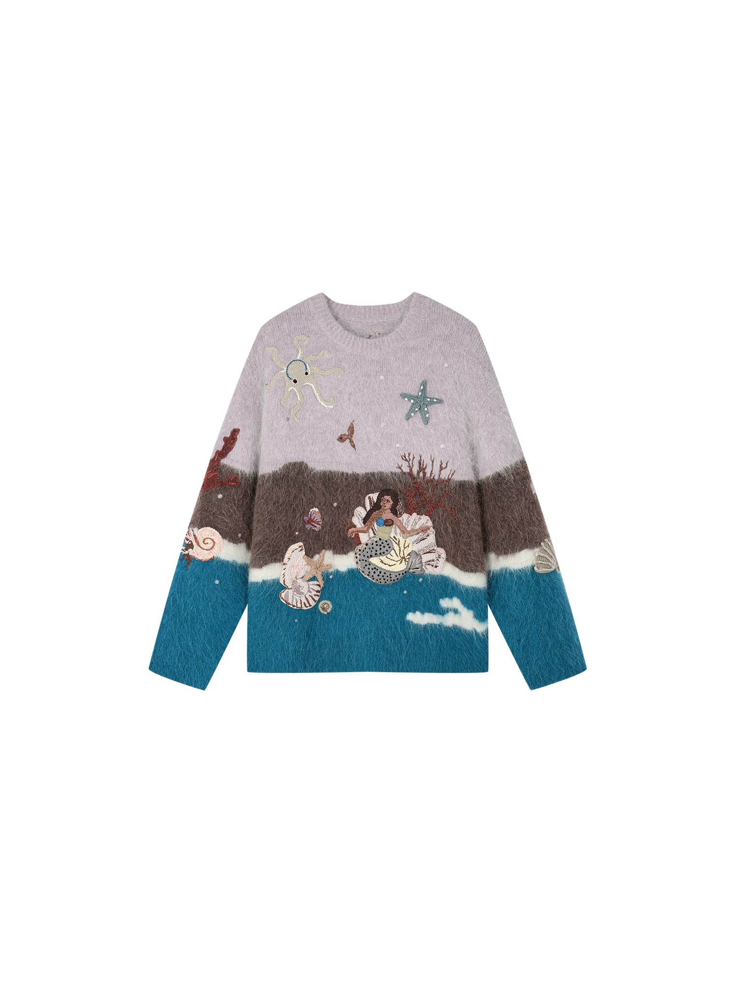 Handcrafted undersea scene pullover