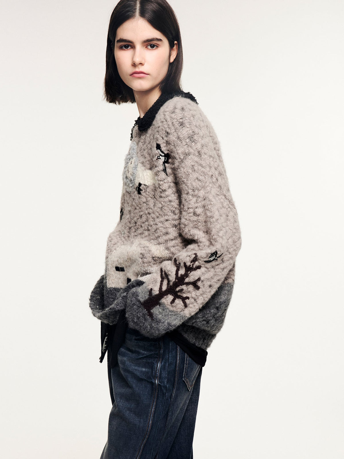 Vintage fantasy landscape pullover knit