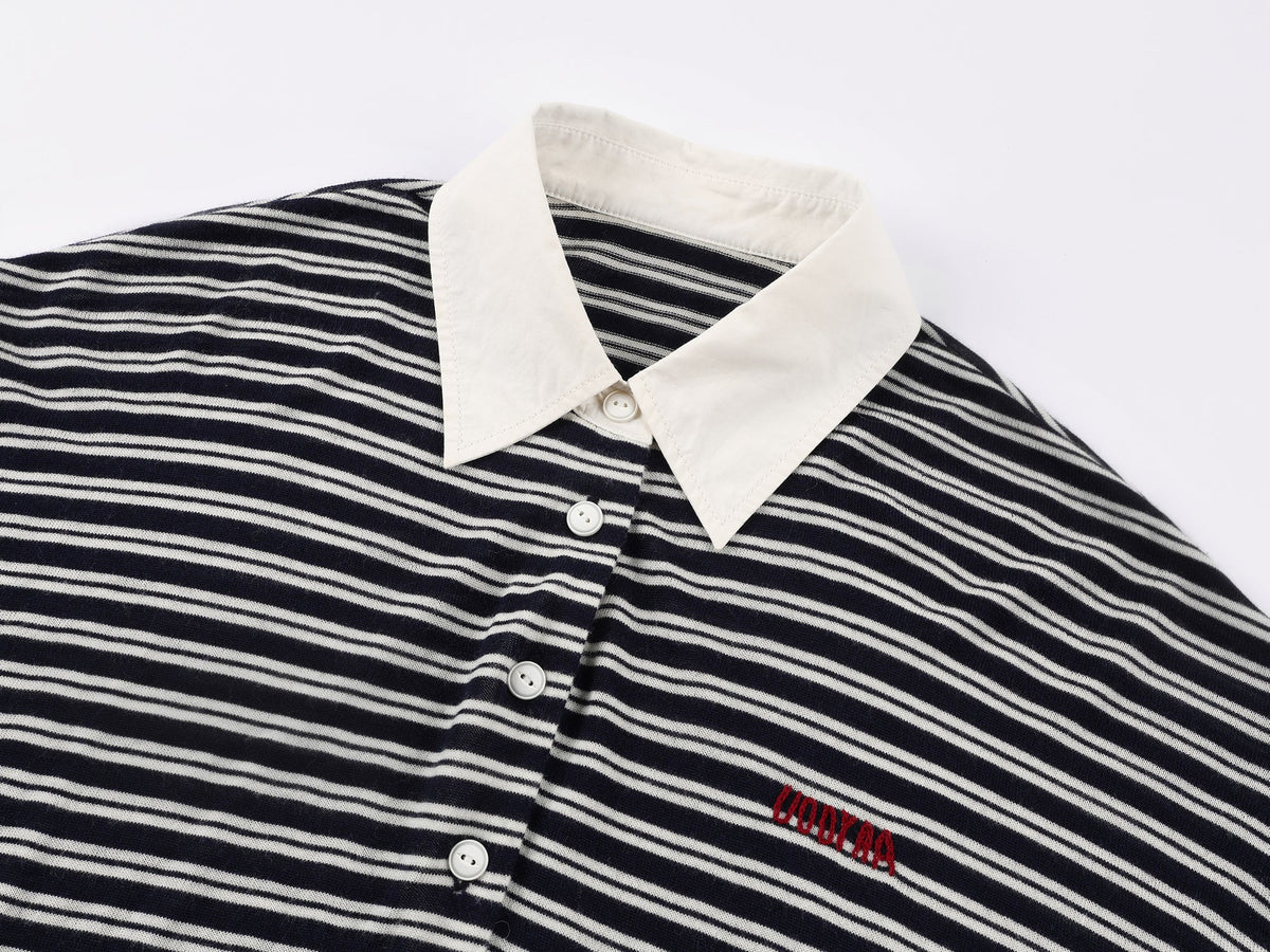 Striped wool polo pullover