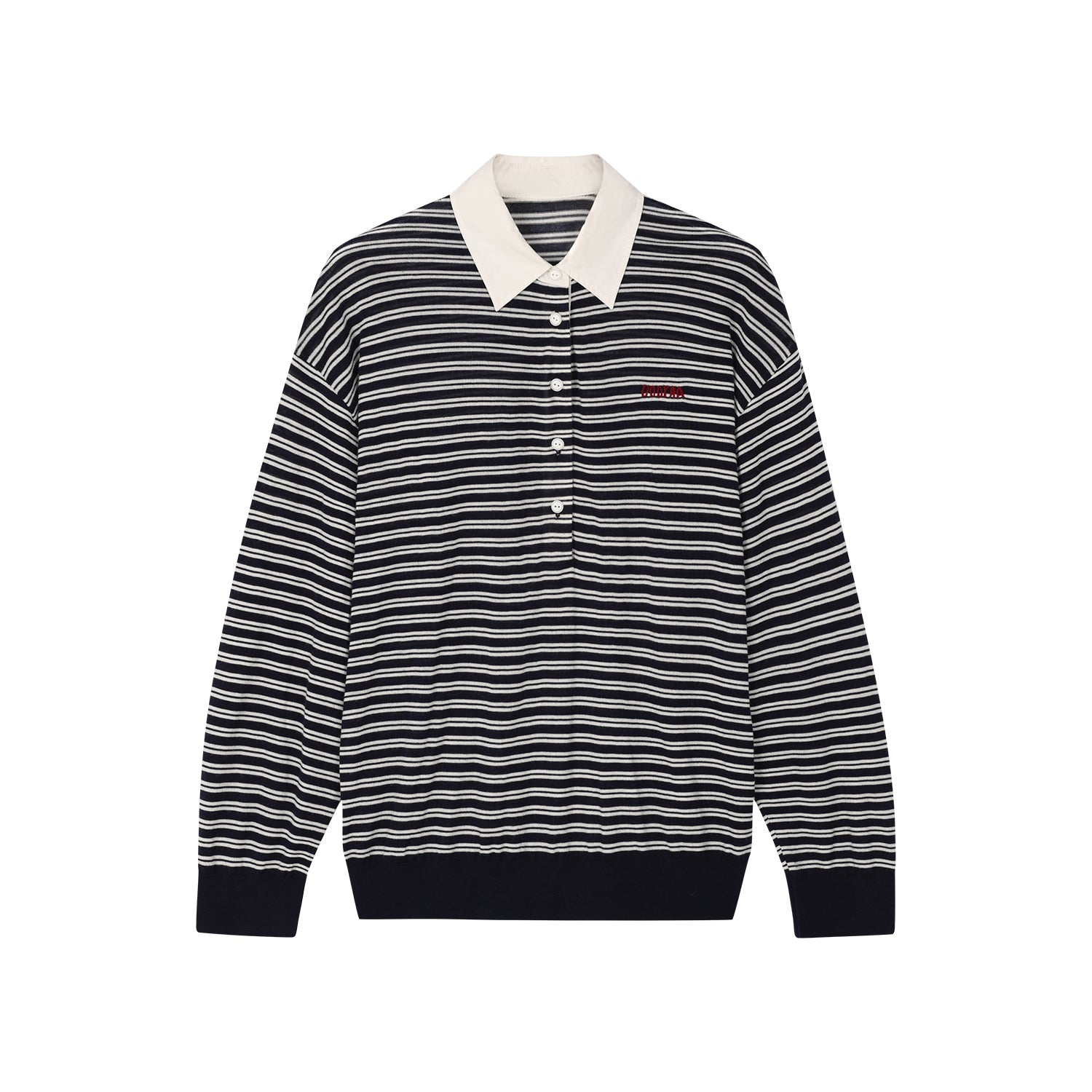 Striped wool polo pullover