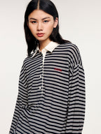 Striped wool polo pullover