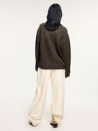V-neck pullover with lace panels