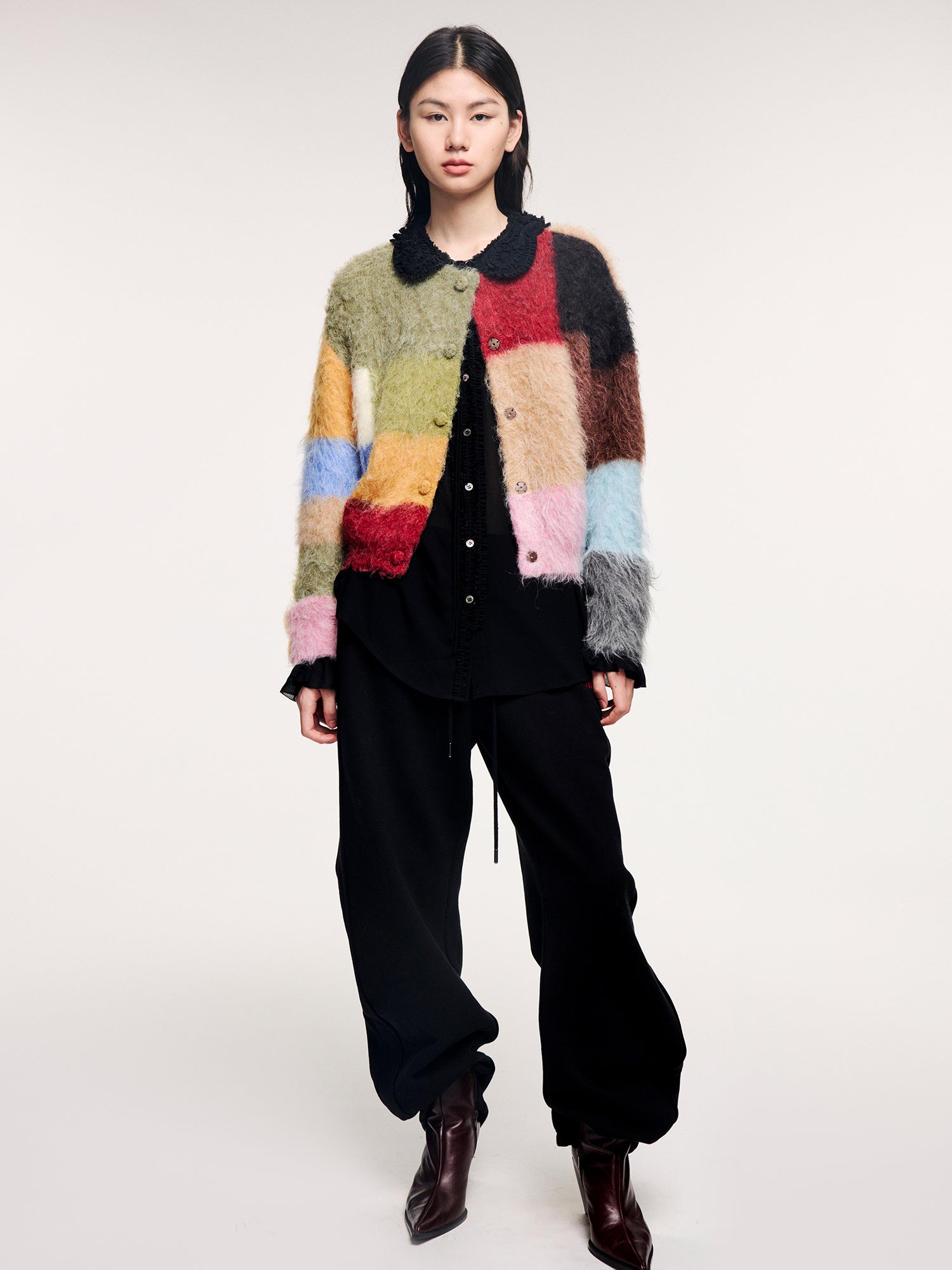 Color block knit cardigan