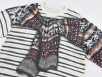 Knit shawl print long sleeve t-shirt