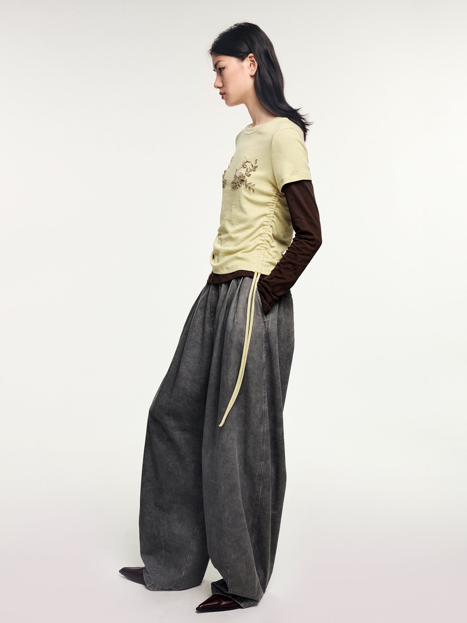 Magical garden beaded layered t-shirt