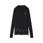 Lace panel sporty long sleeve t-shirt
