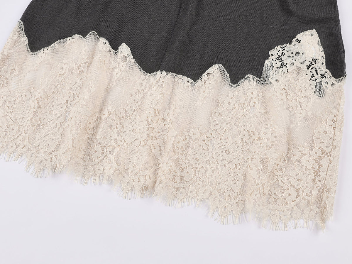 Lace panel sporty long sleeve t-shirt