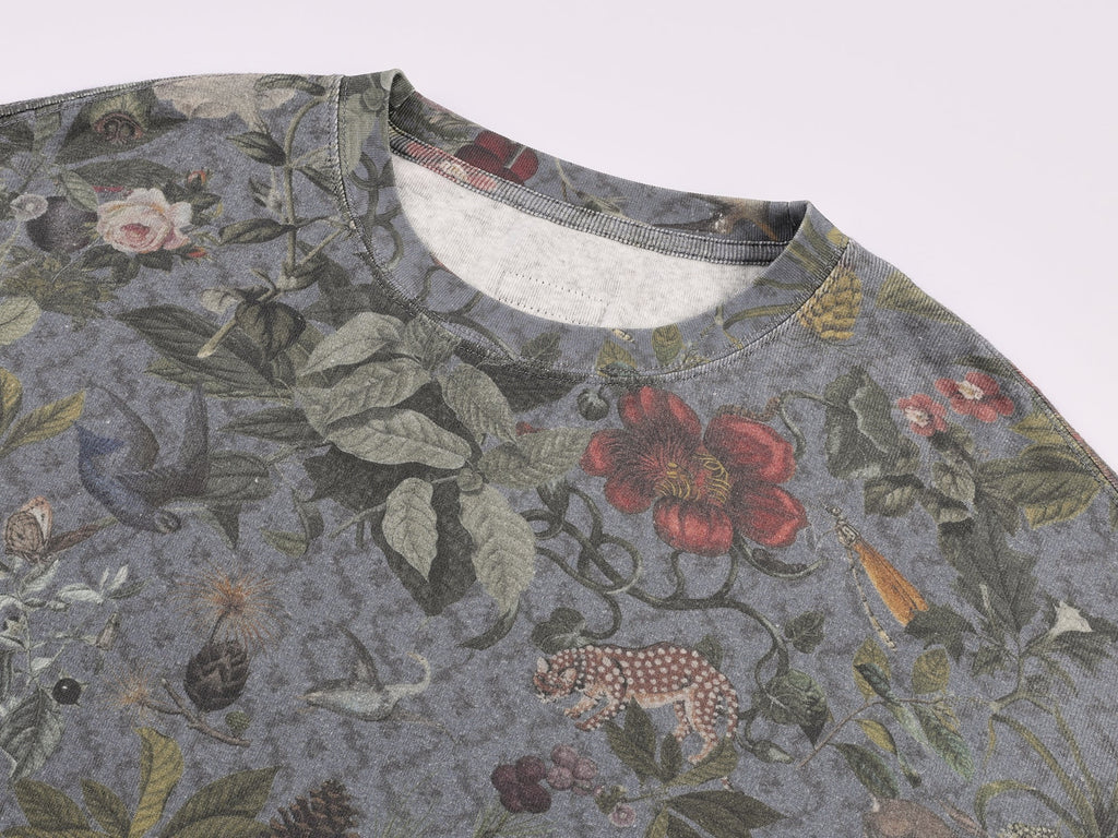Magical garden lace-panel long-sleeve t-shirt