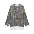 Magical garden lace-panel long-sleeve t-shirt