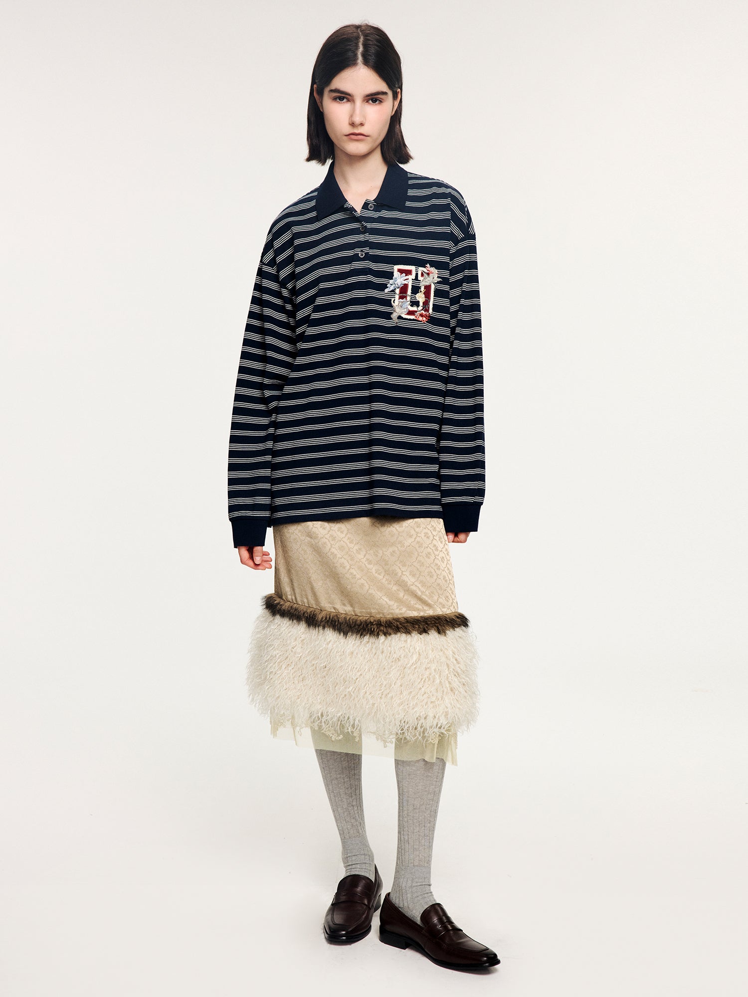 Magical garden floral striped polo shirt