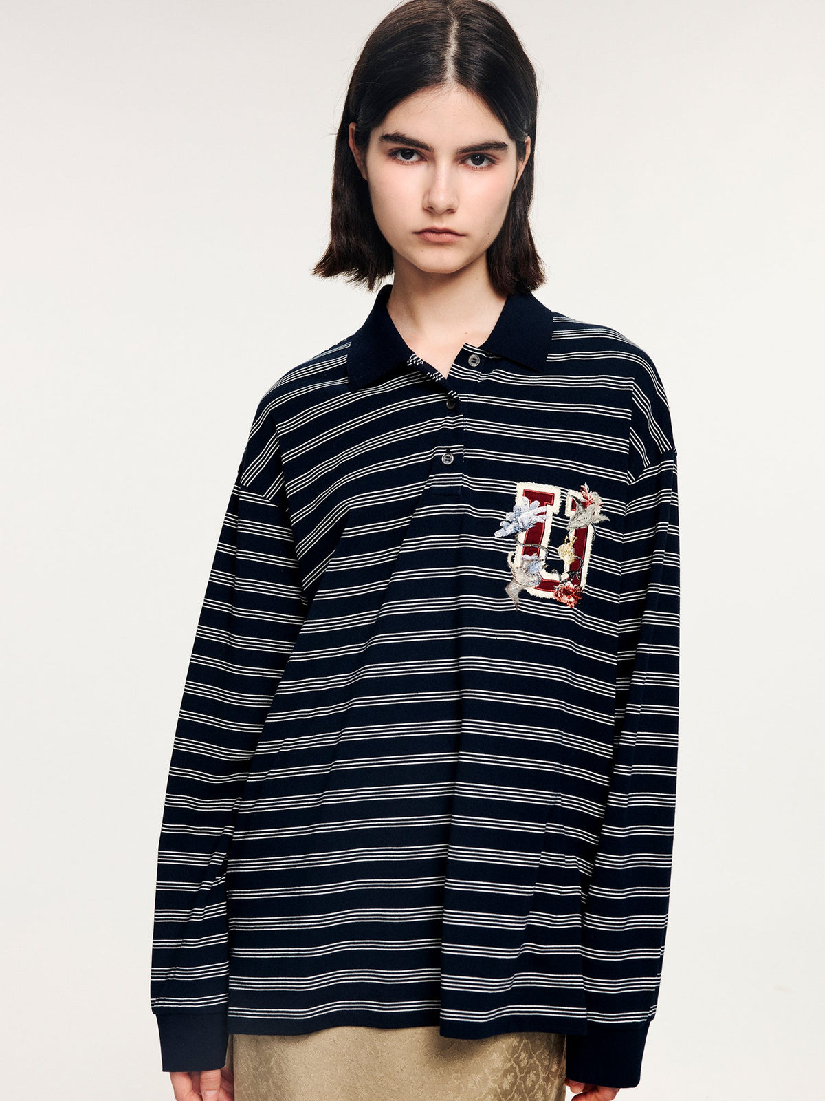 Magical garden floral striped polo shirt
