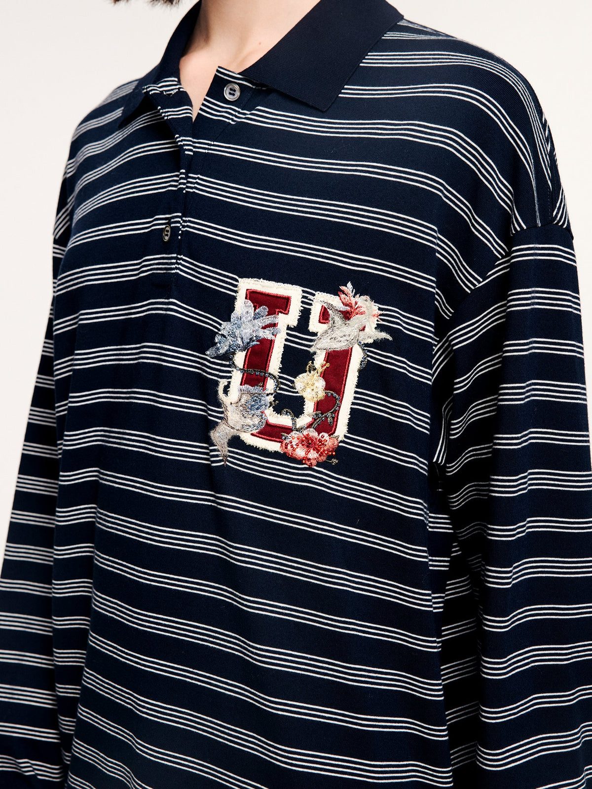 Magical garden floral striped polo shirt