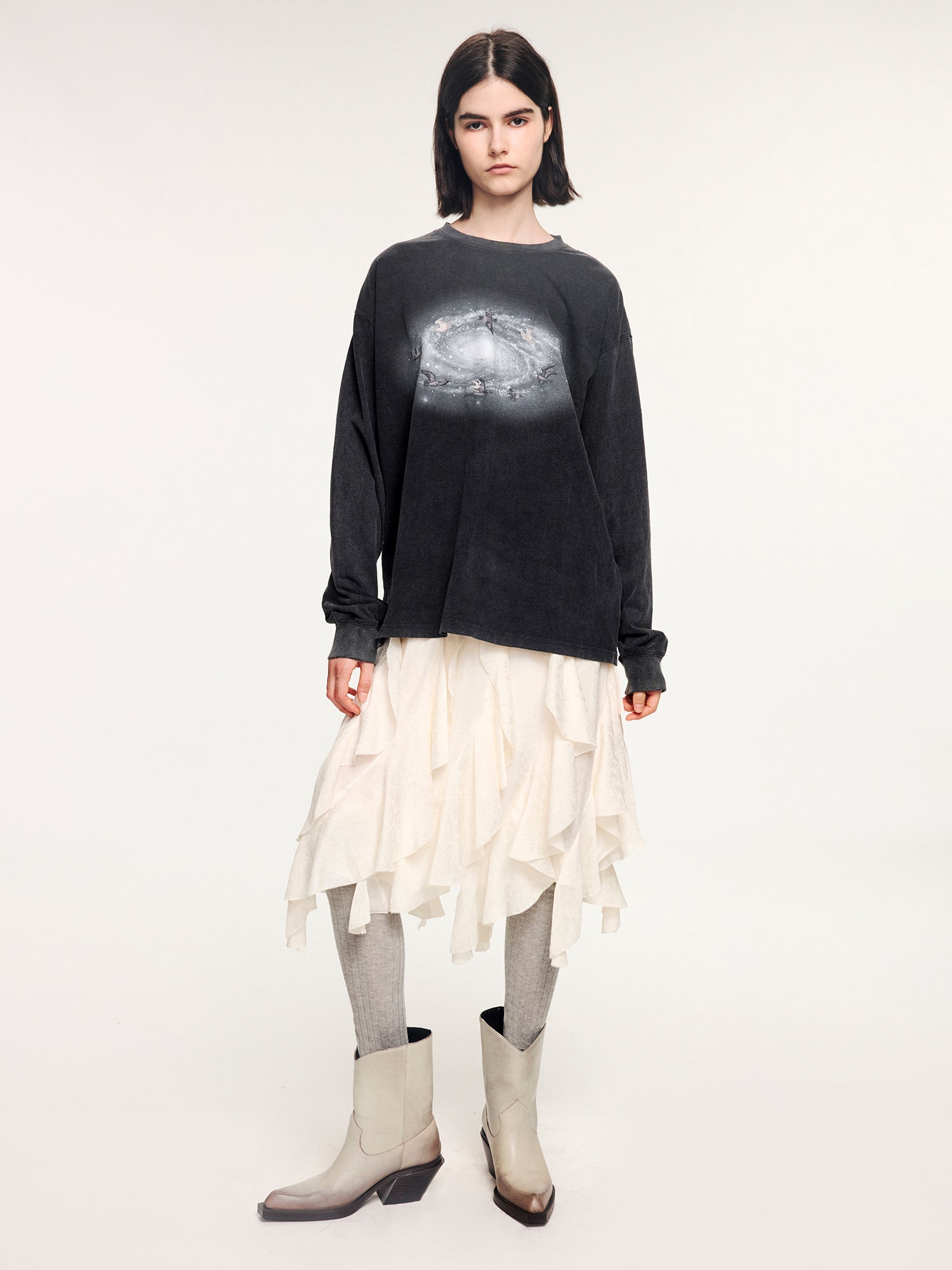 Surreal leaf print long sleeve t-shirt