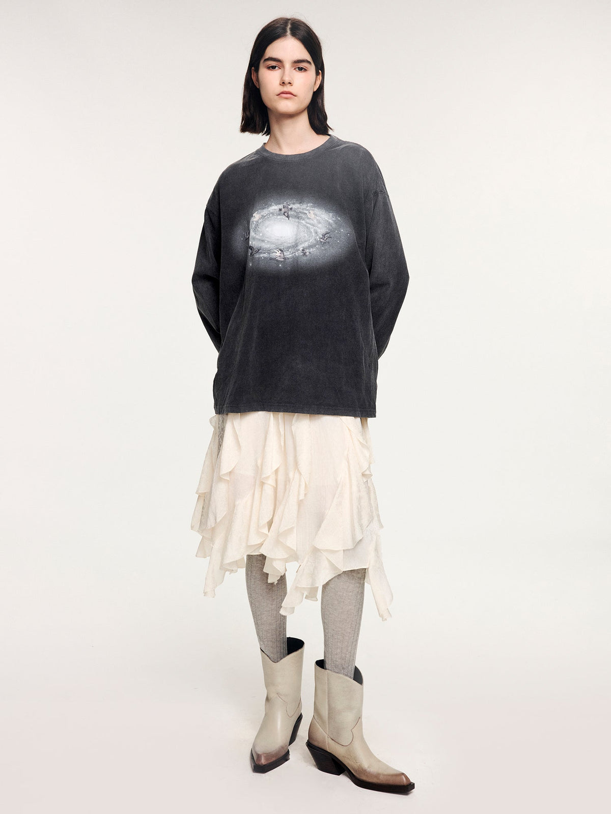 Surreal leaf print long sleeve t-shirt