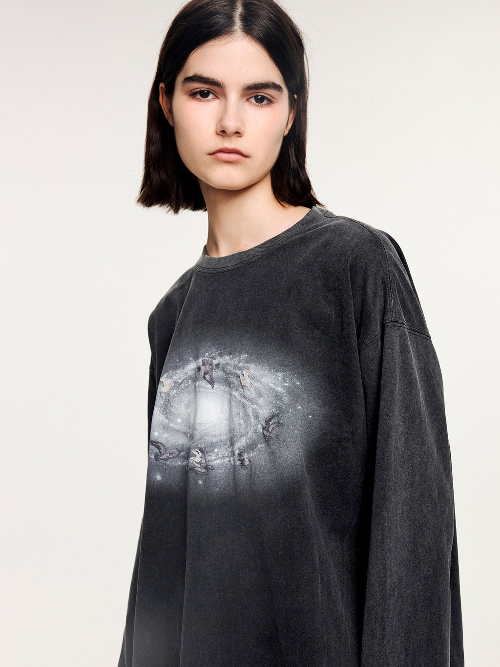 Surreal leaf print long sleeve t-shirt