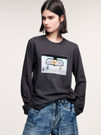 Traveling puppy print long sleeve t-shirt