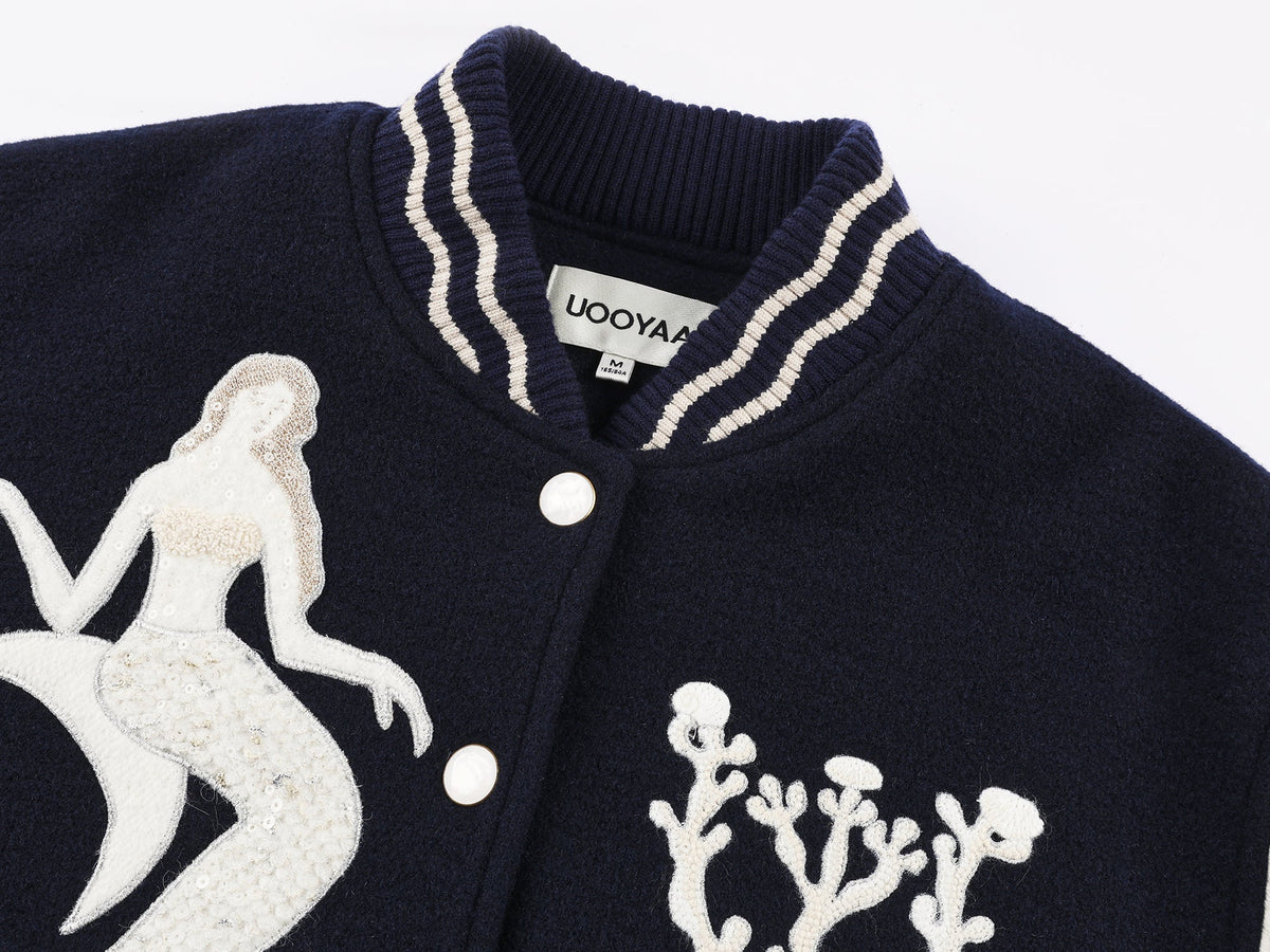Fantasy undersea appliqué baseball jacket