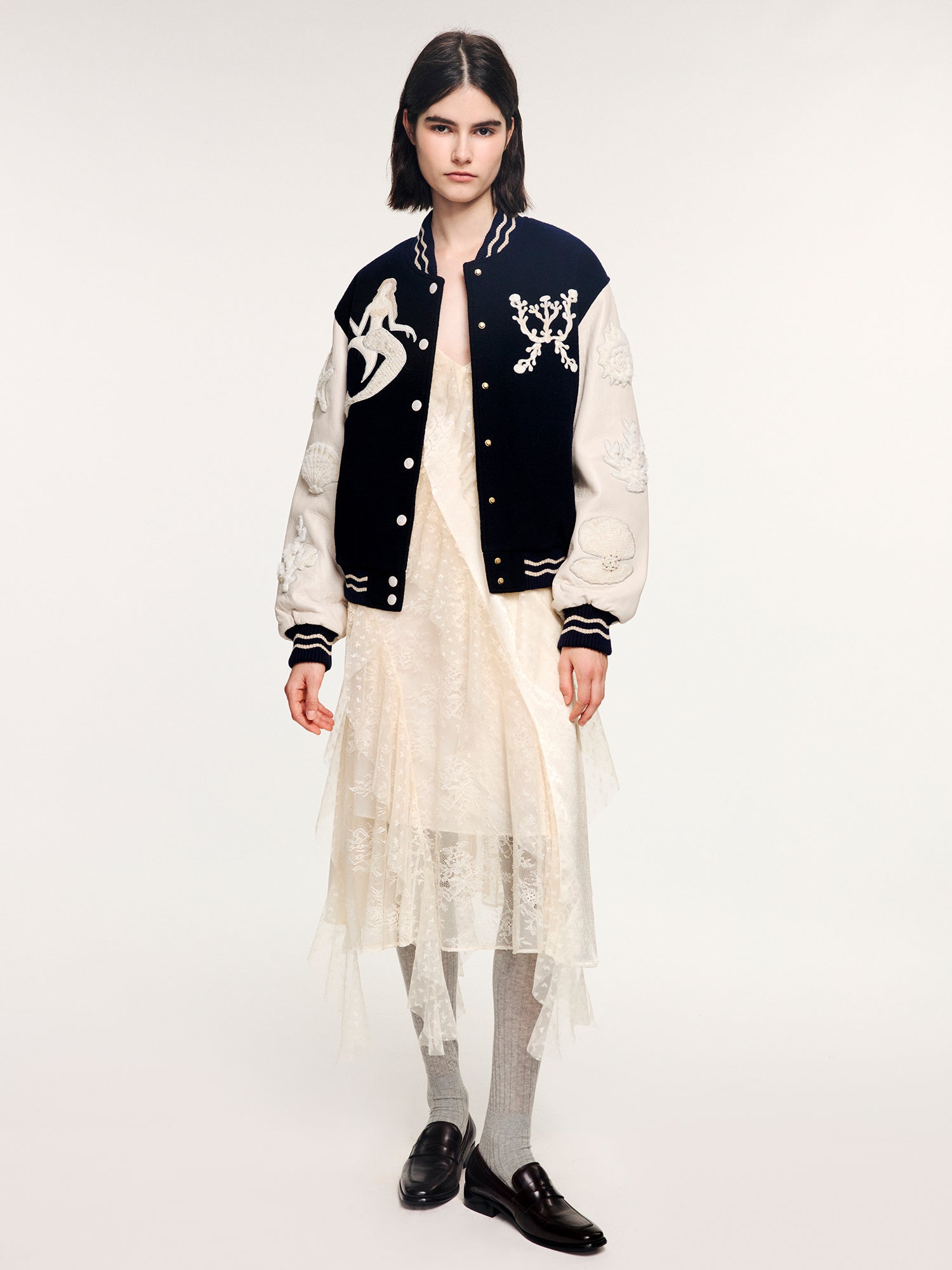 Fantasy undersea appliqué baseball jacket