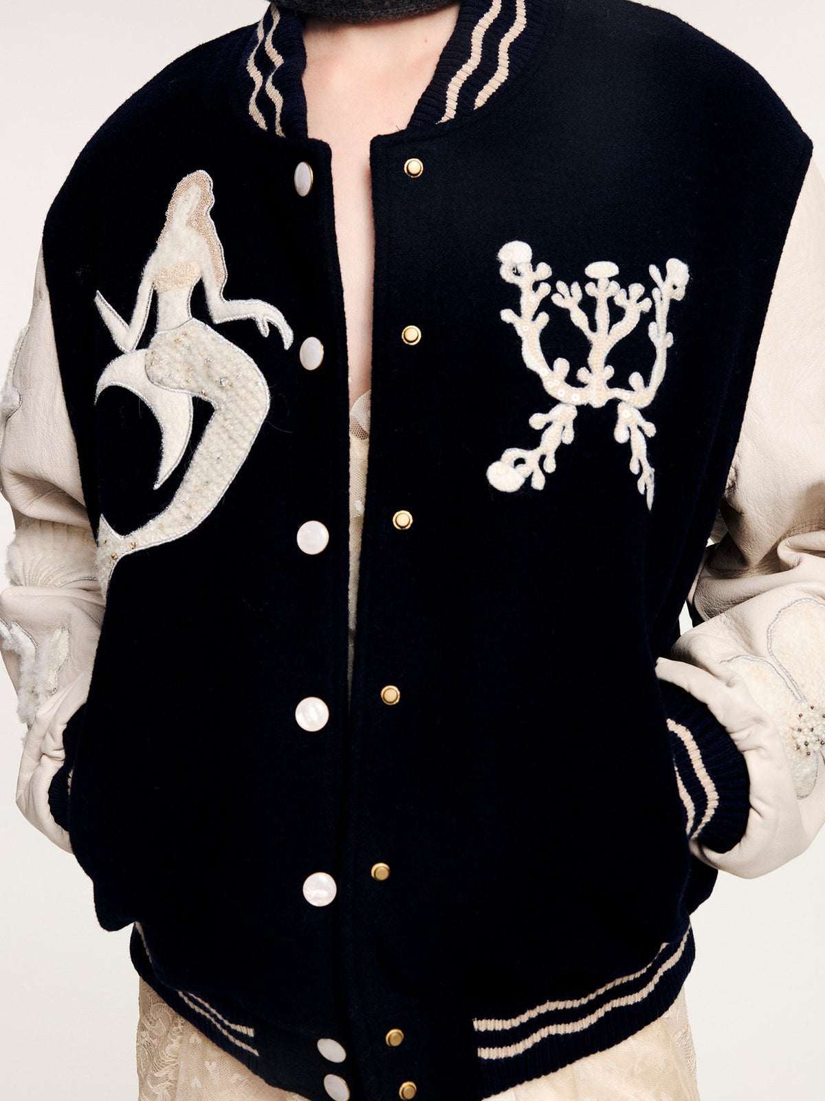 Fantasy undersea appliqué baseball jacket