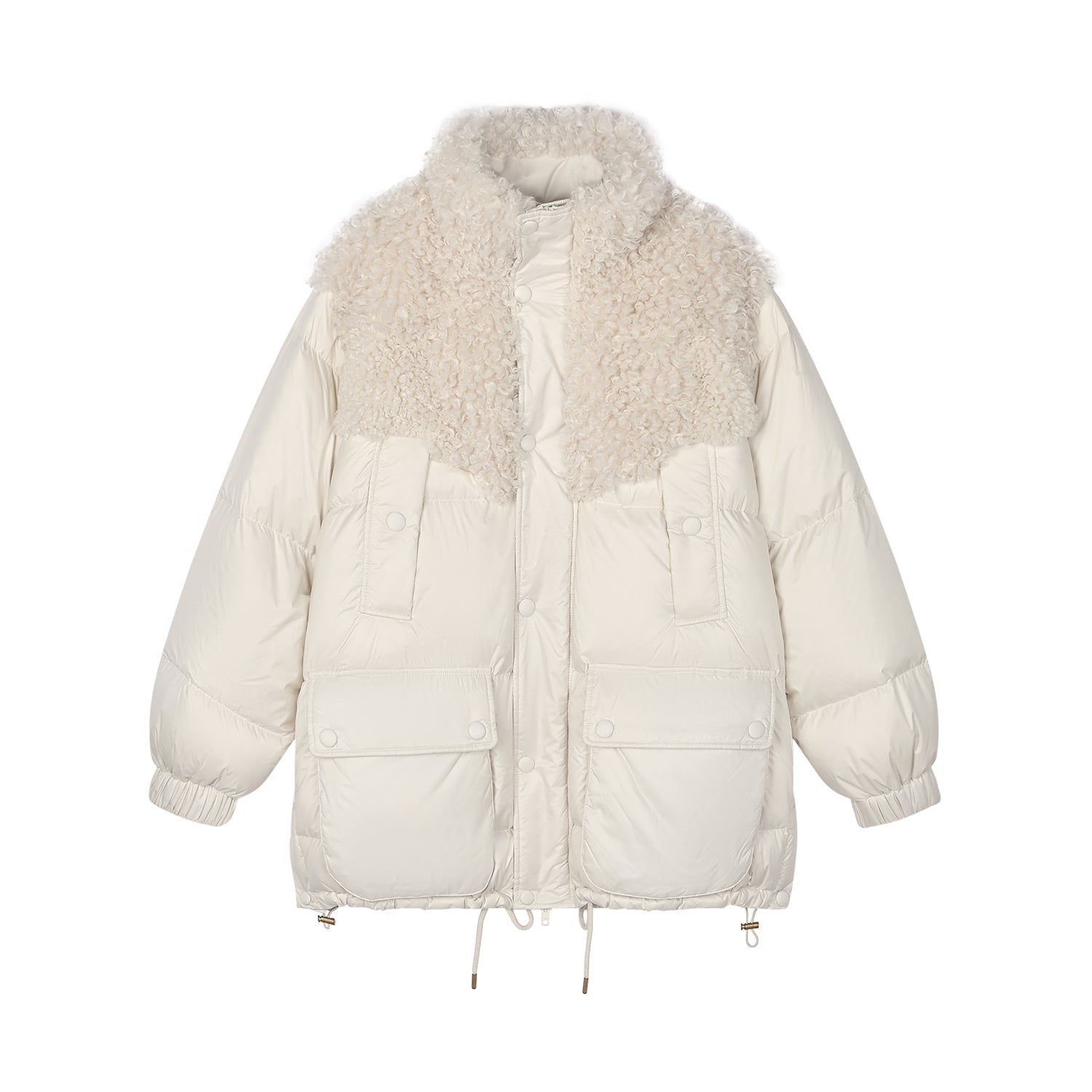 Fleece panel down jacket