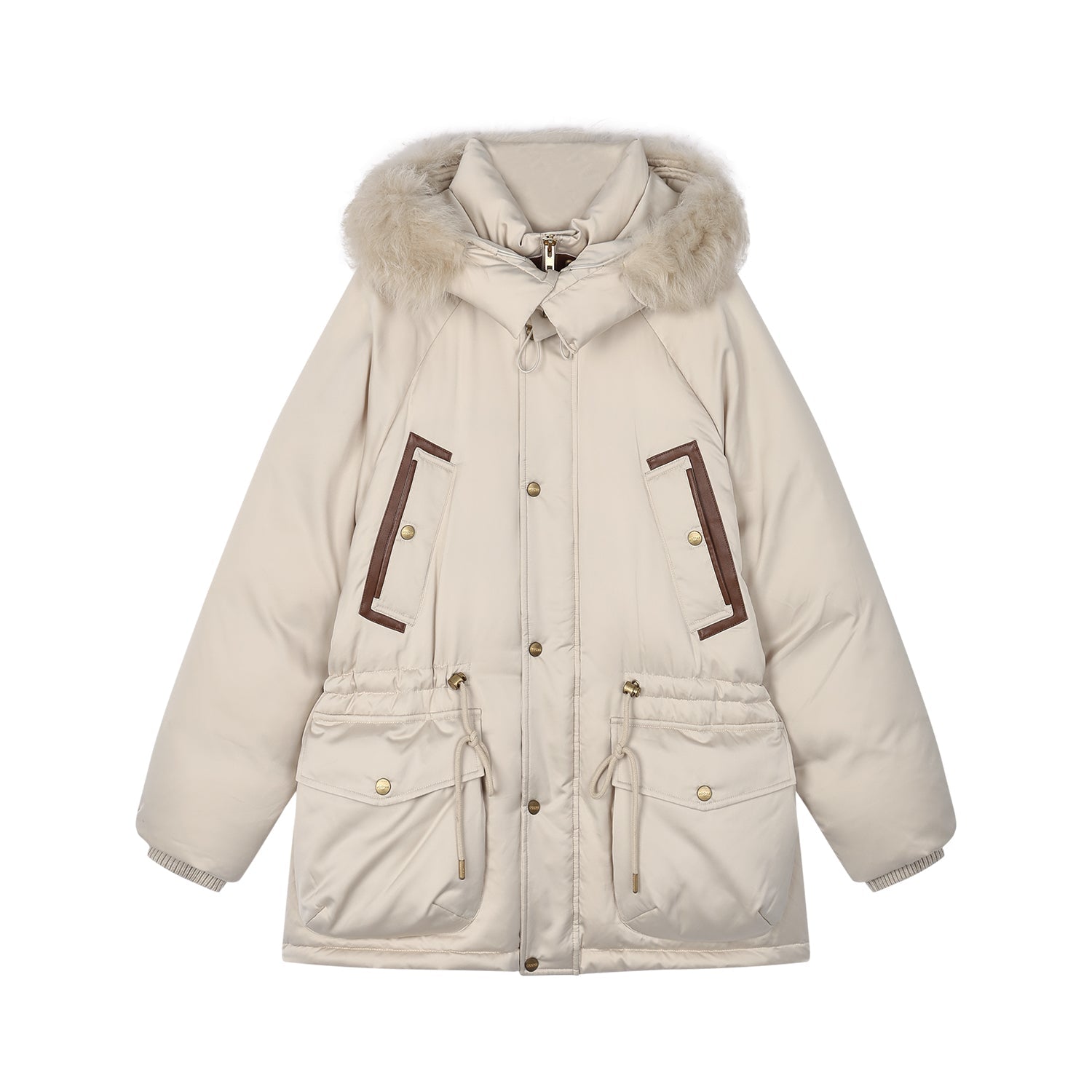 Wool collar parka down jacket