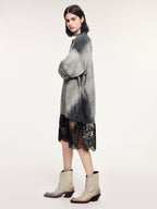 Washed knit-layered look dress
