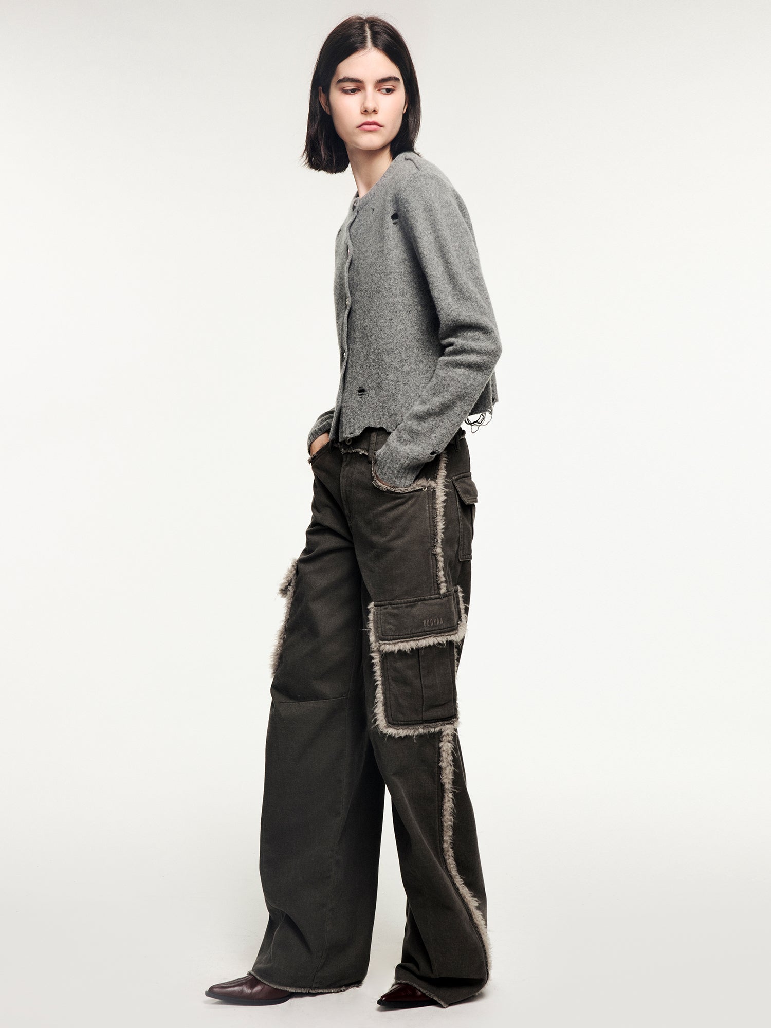 Fleece trim utility pants