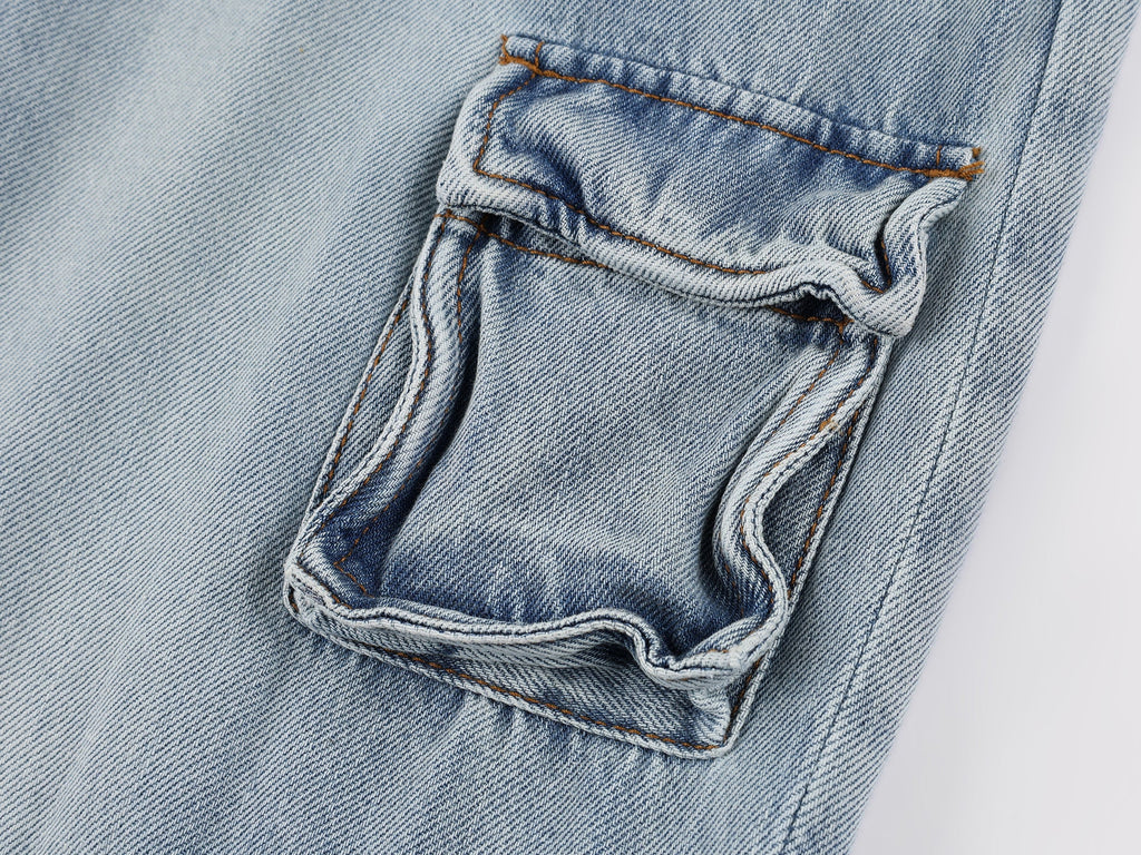 Multi-pocket aluminum wire jeans