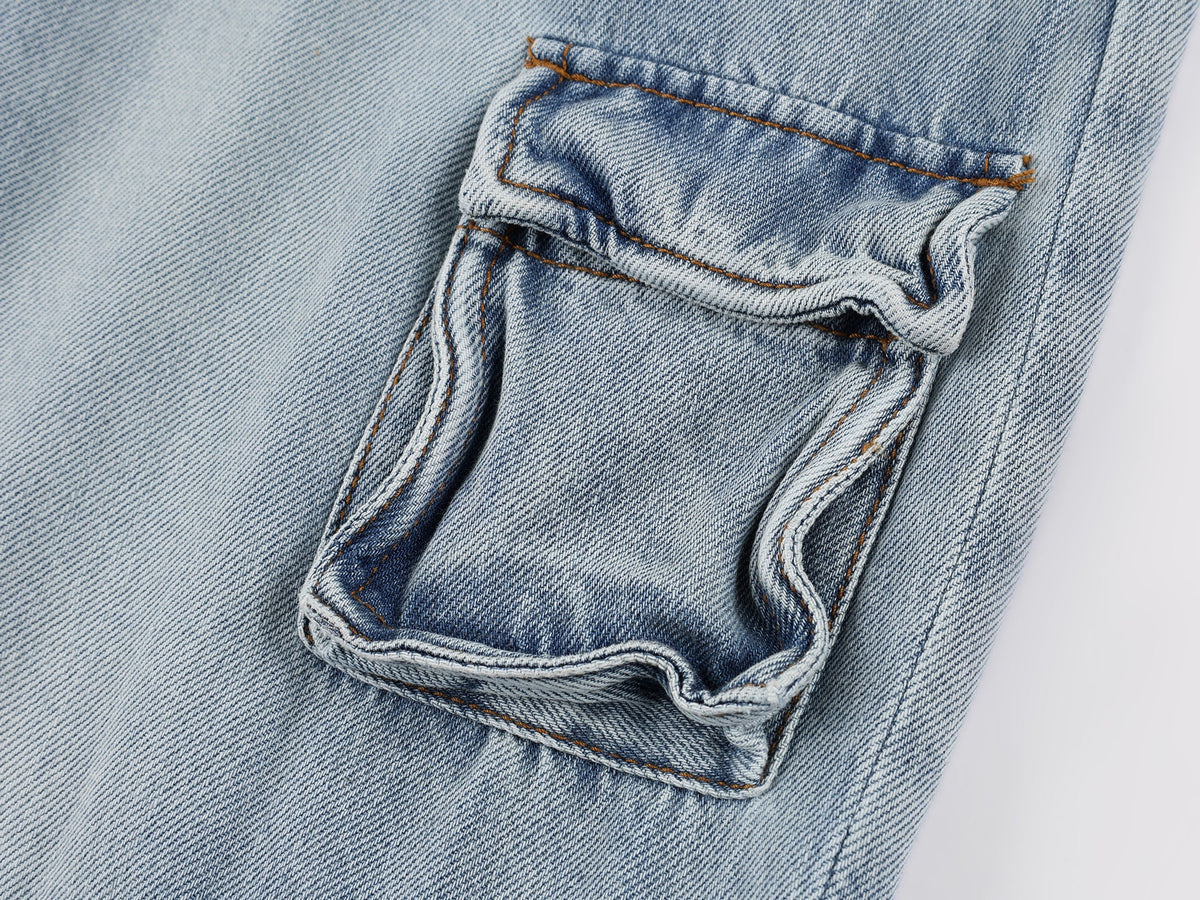 Multi-pocket aluminum wire jeans