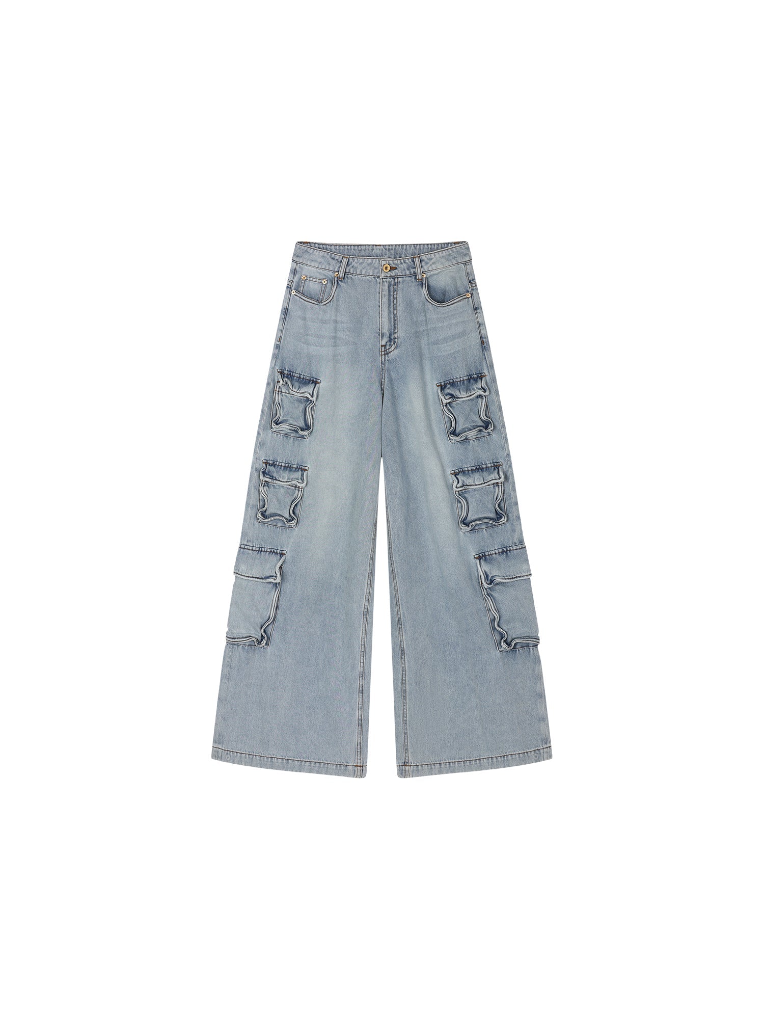 Multi-pocket aluminum wire jeans