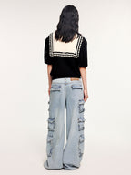 Multi-pocket aluminum wire jeans