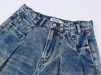 Irregular pleated denim pants