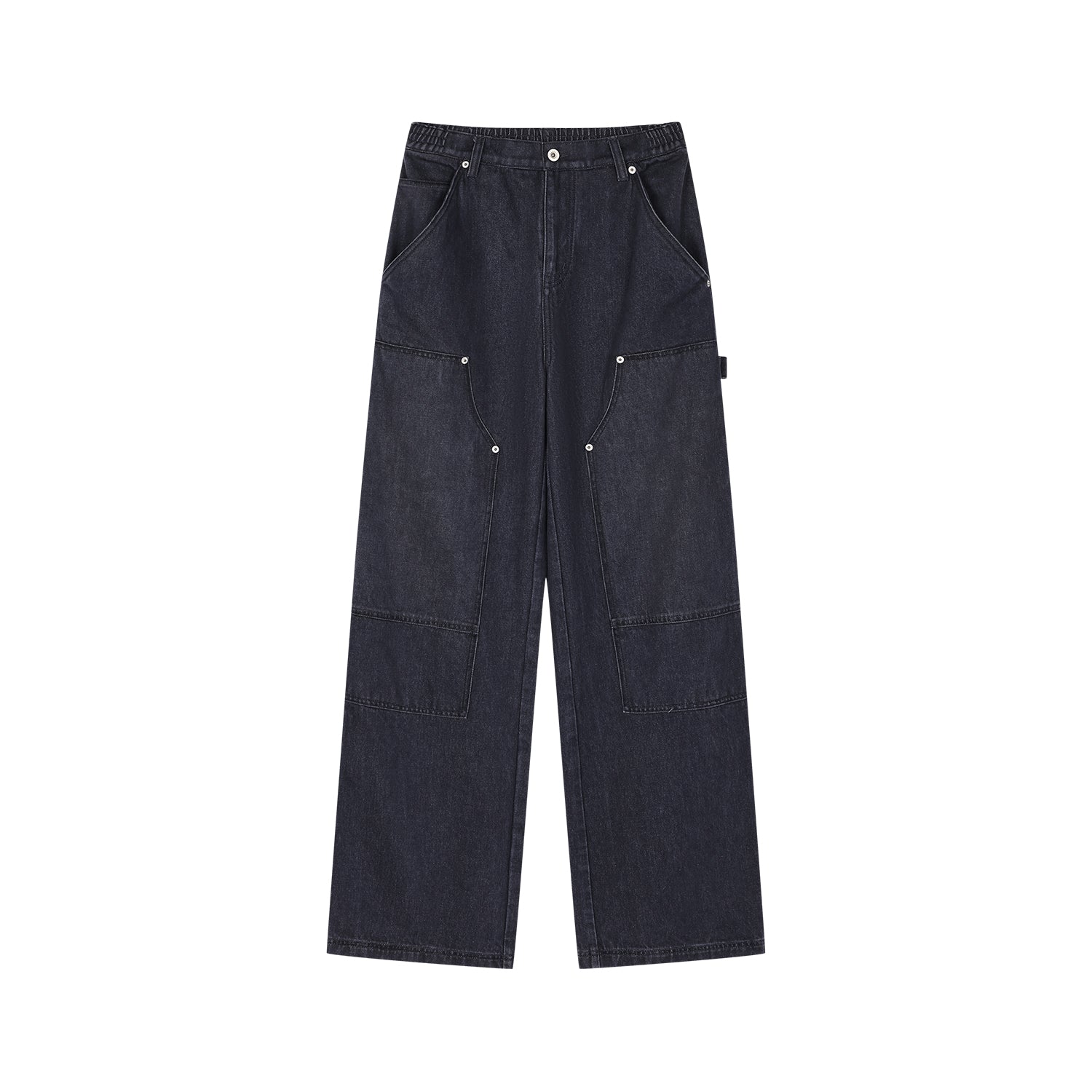 Washed denim utility pants