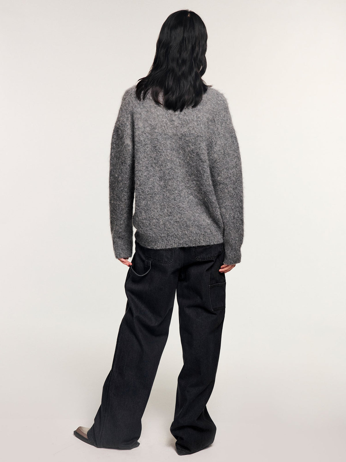 Washed denim utility pants