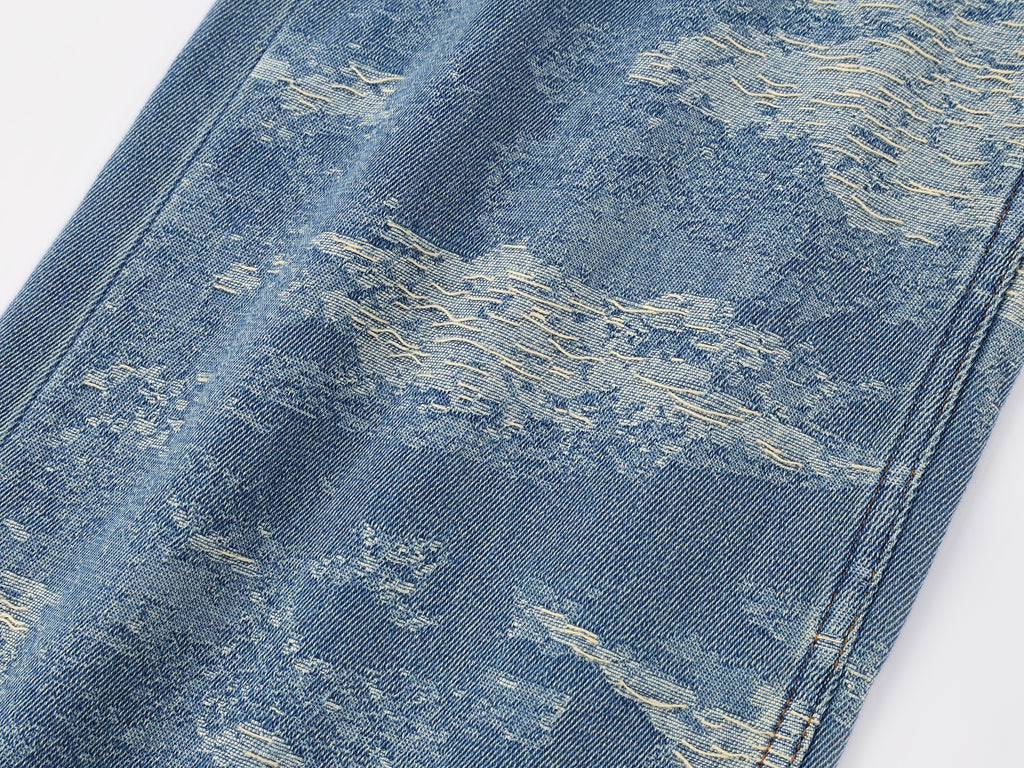 Jacquard denim jeans