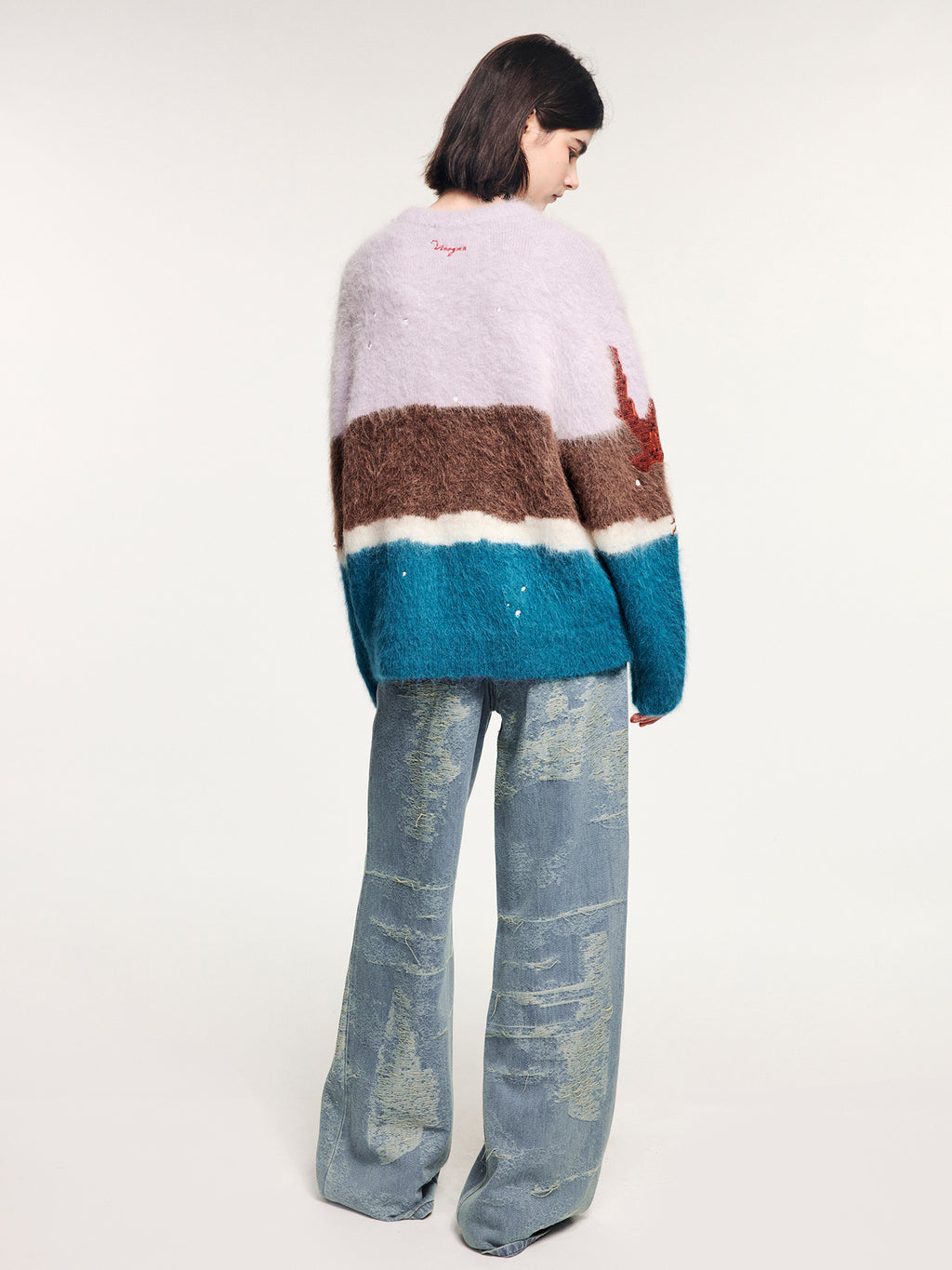 Jacquard denim jeans