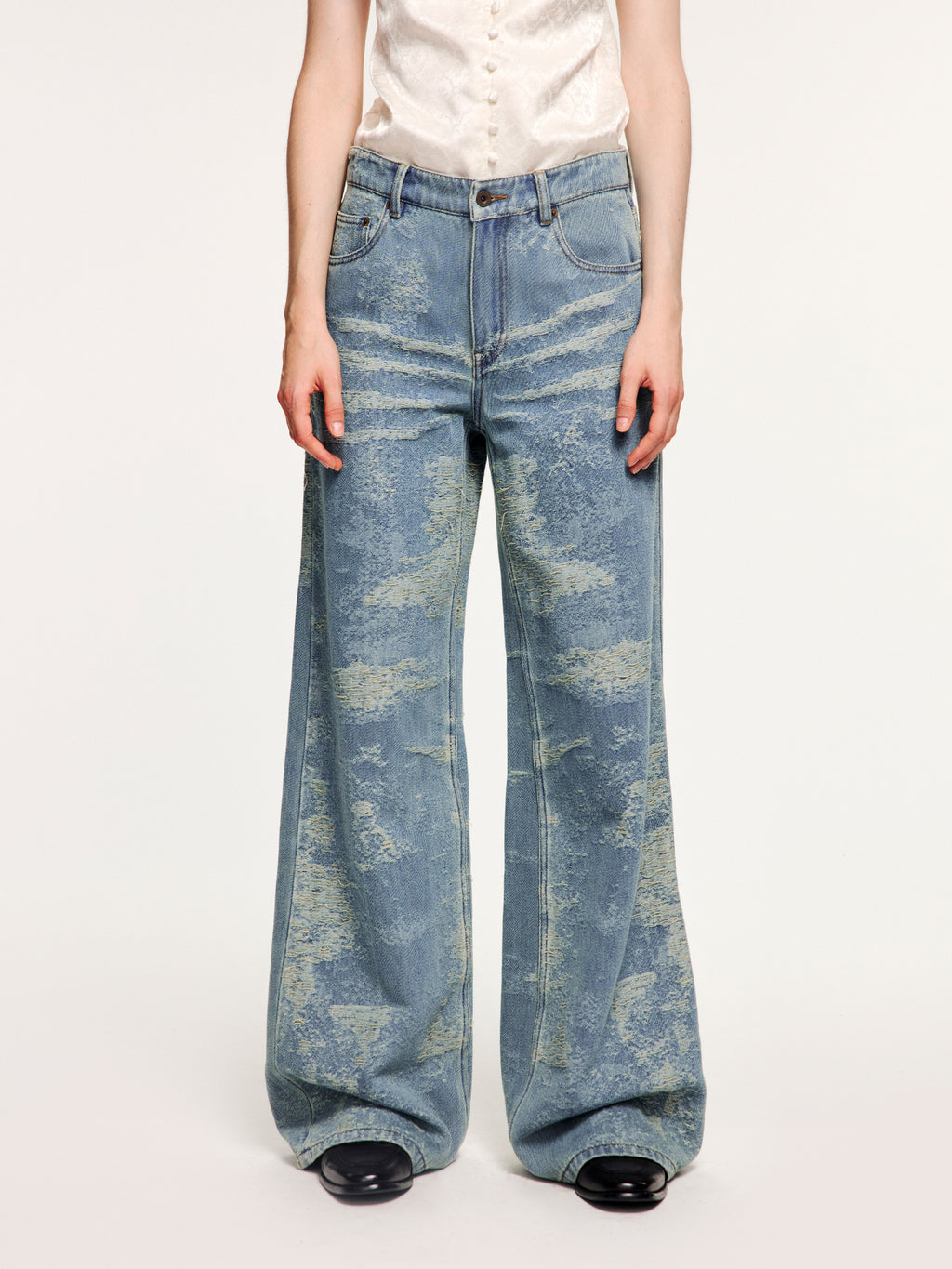 Jacquard denim jeans