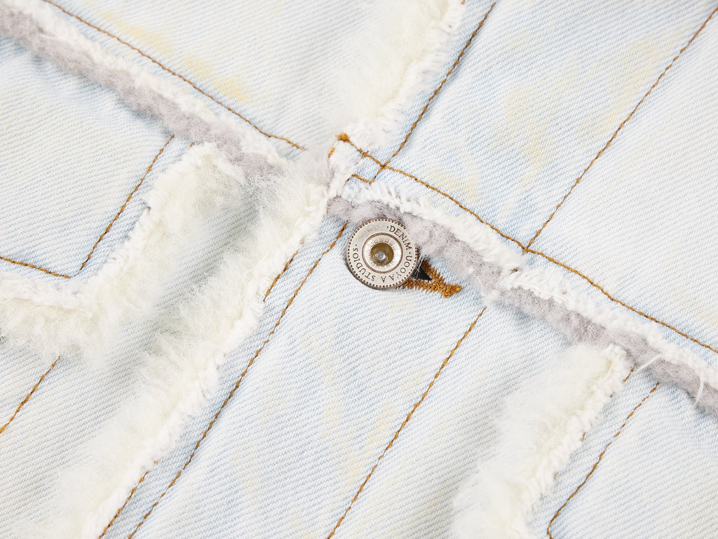 Faux fur panelled denim jacket
