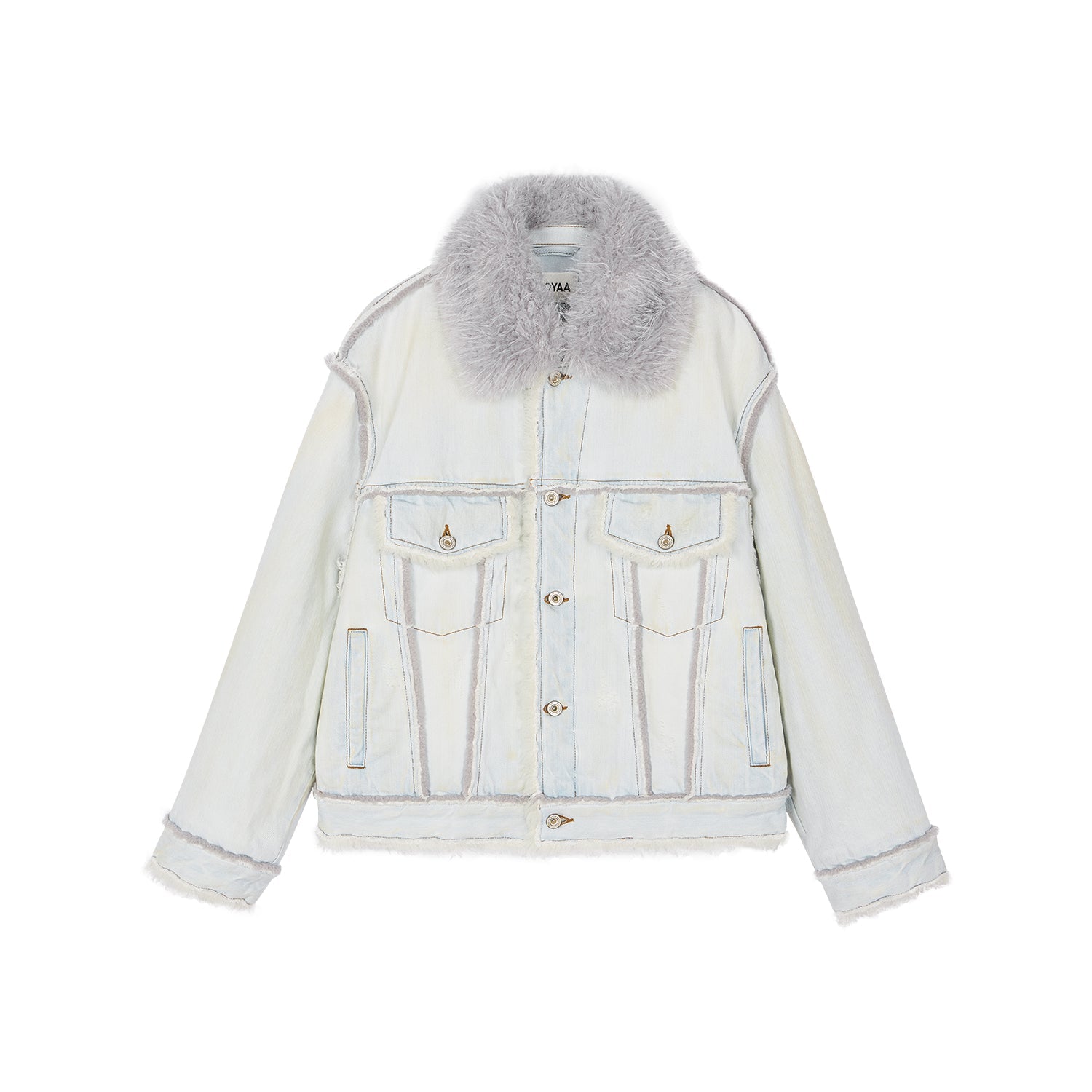 Faux fur panelled denim jacket