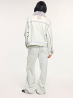 Faux fur panelled denim jacket